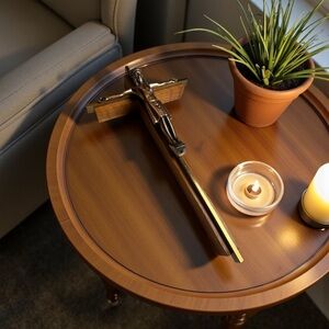 MCM Vintage Heavy Wood & Brass Crucifix INRI/Wall Hanging/Religious Decor/Art